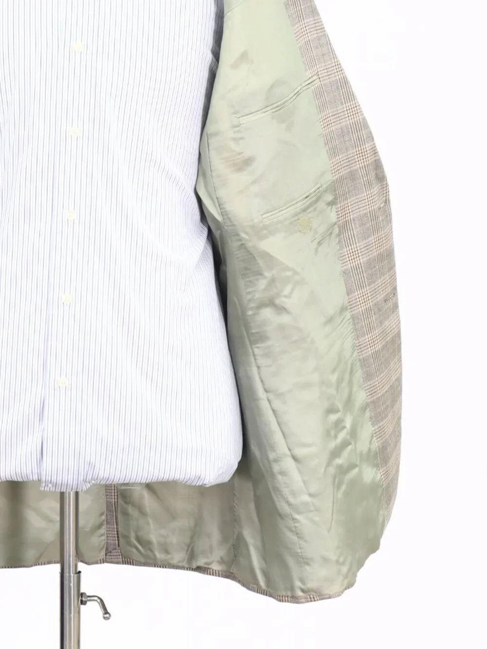 Hickey Freeman 46L Beige Blazer Sport Coat Jacket 2-Button Check W887